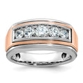 14k White/Rose Gold IBGoodman Men's Polished 5-Stone Diamond Ring