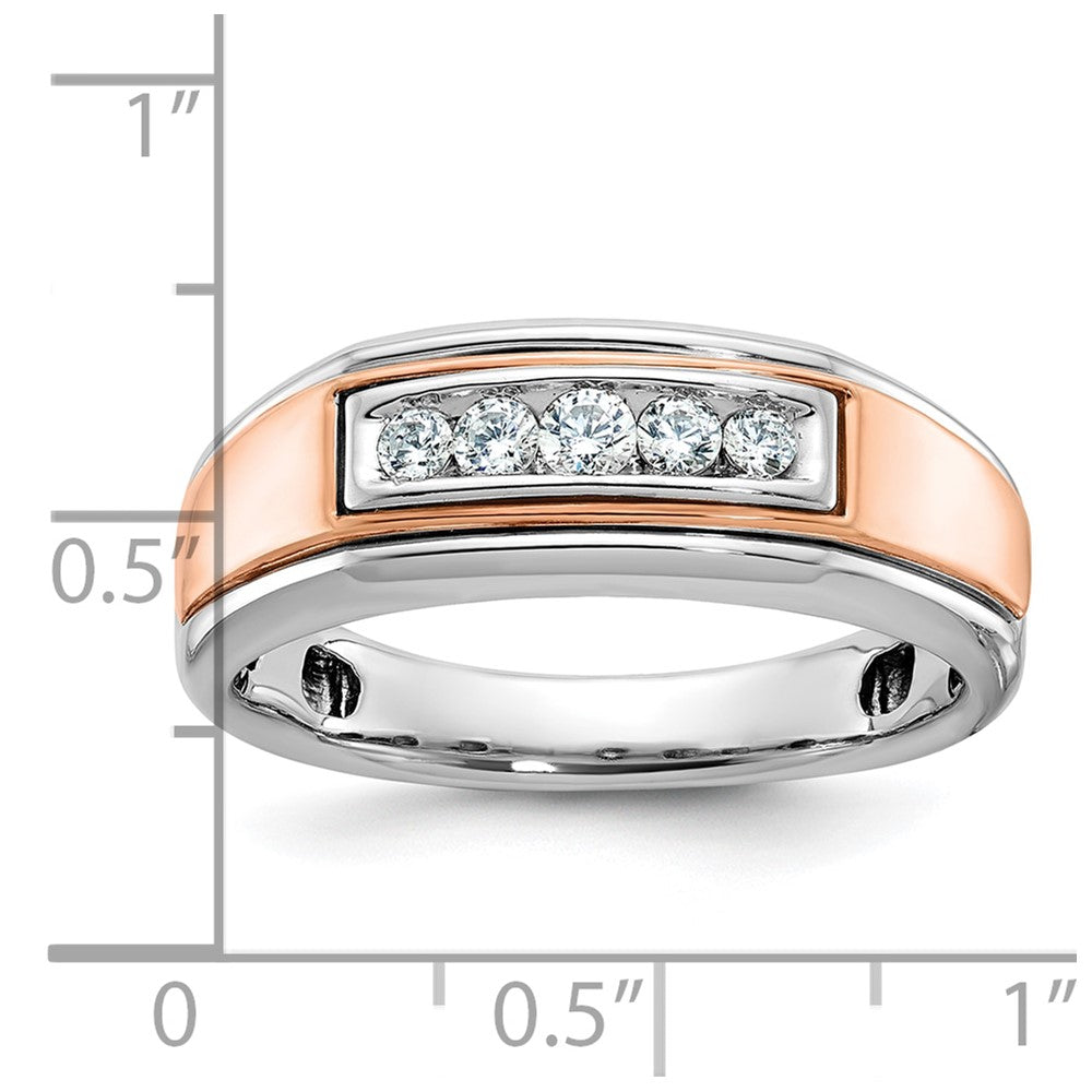 10k White & Rose Gold IBGoodman Men's Polished 5-Stone Ring Mounting