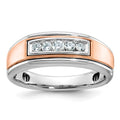10k White & Rose Gold IBGoodman Men's Polished 5-Stone Diamond Ring
