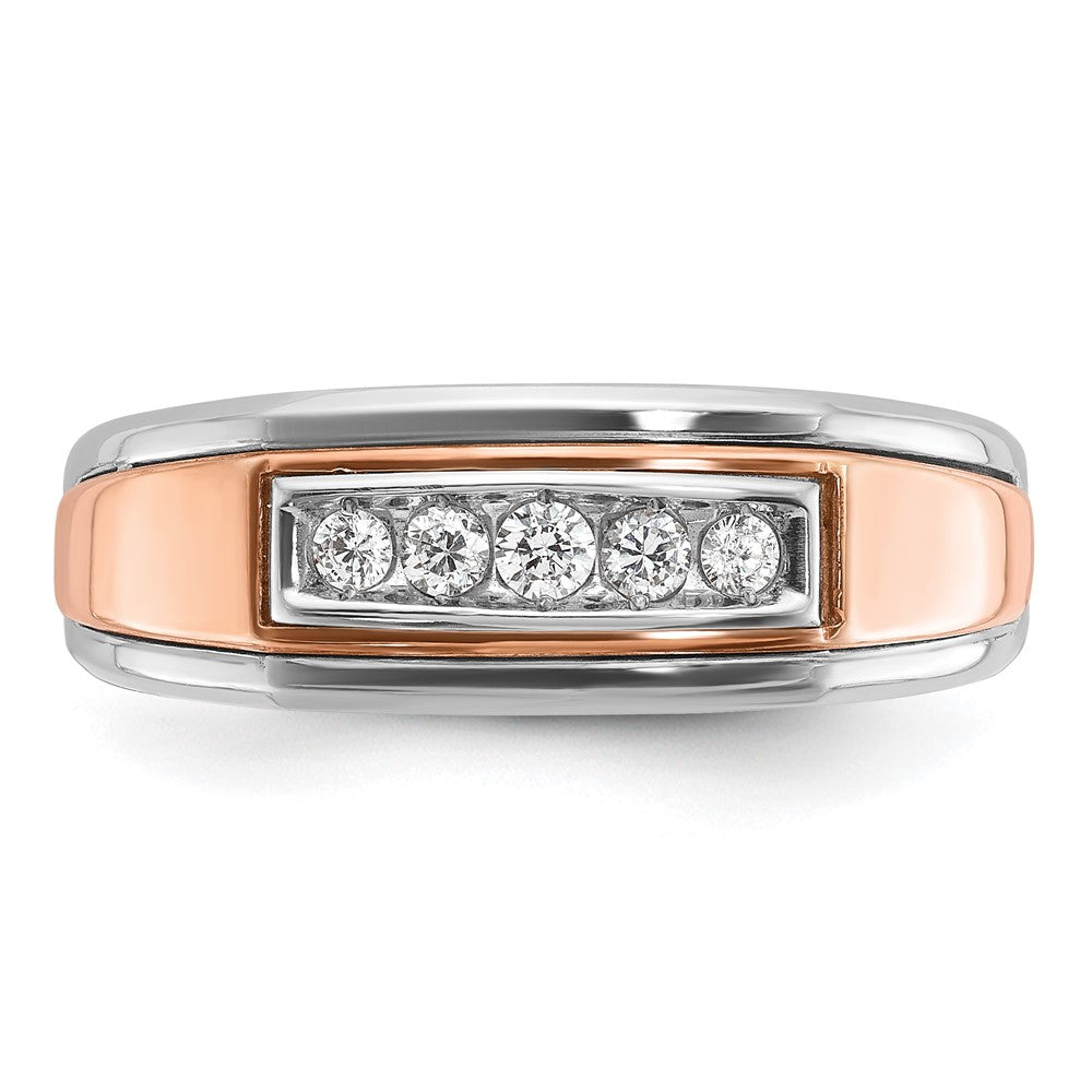 14k White & Rose Gold IBGoodman Men's Polished 5-Stone Ring Mounting