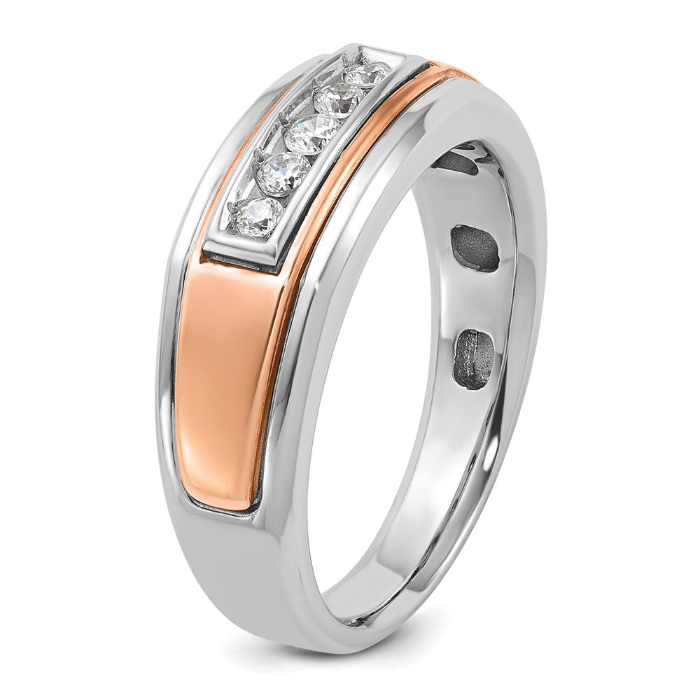 14k White & Rose Gold IBGoodman Men's Polished 5-Stone Ring Mounting