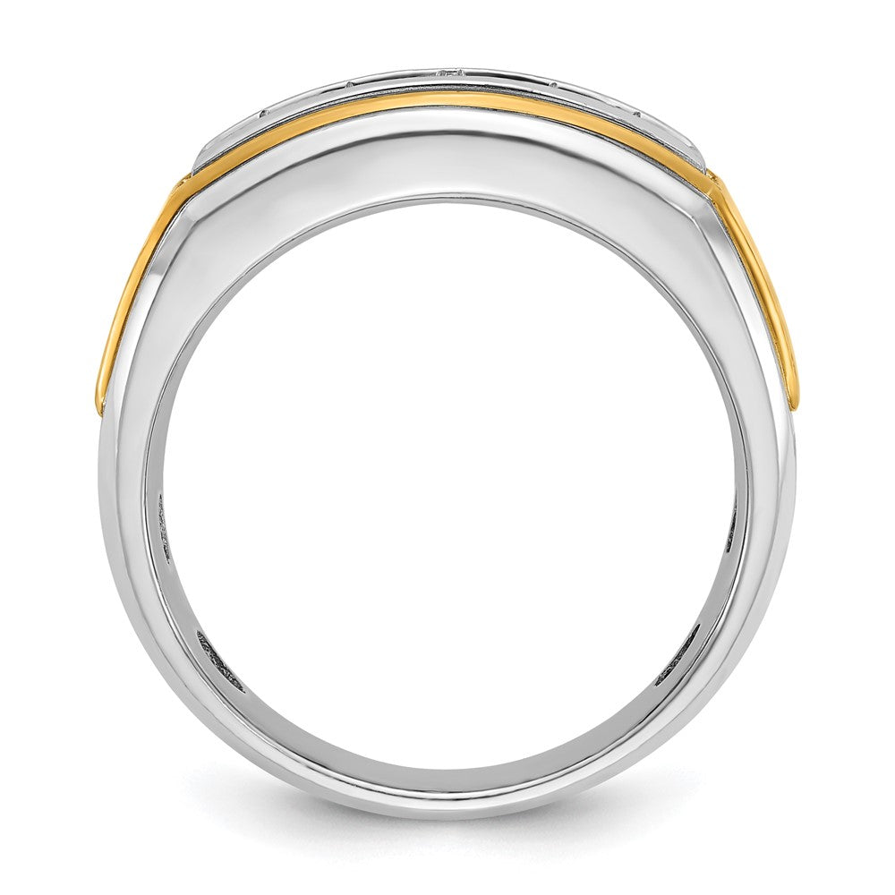 10k Two-tone IBGoodman Men's Polished 5-Stone Diamond Ring