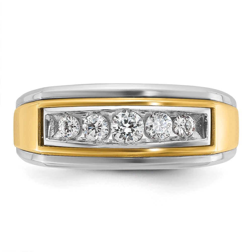 10k Two-tone IBGoodman Men's Polished 5-Stone Diamond Ring