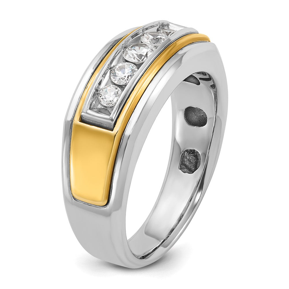 10k Two-tone IBGoodman Men's Polished 5-Stone Diamond Ring