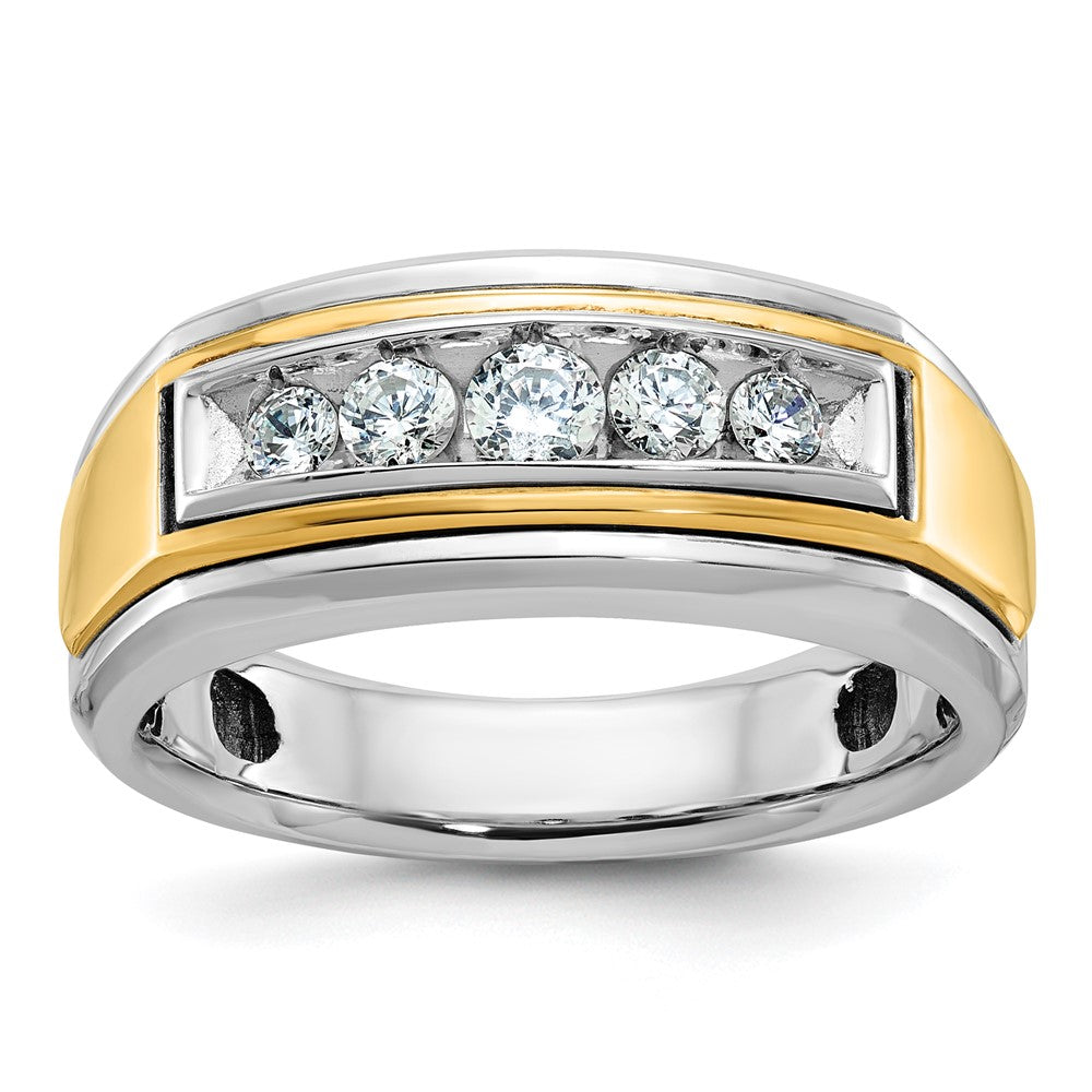 10k Two-tone IBGoodman Men's Polished 5-Stone Diamond Ring