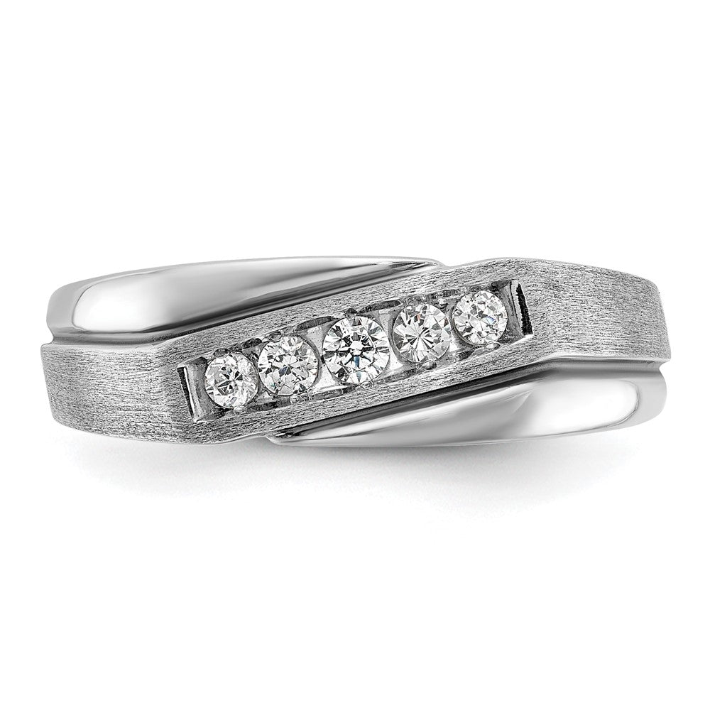 IBGoodman 14k White Gold Polished Satin/Grooved Men's Ring Mounting