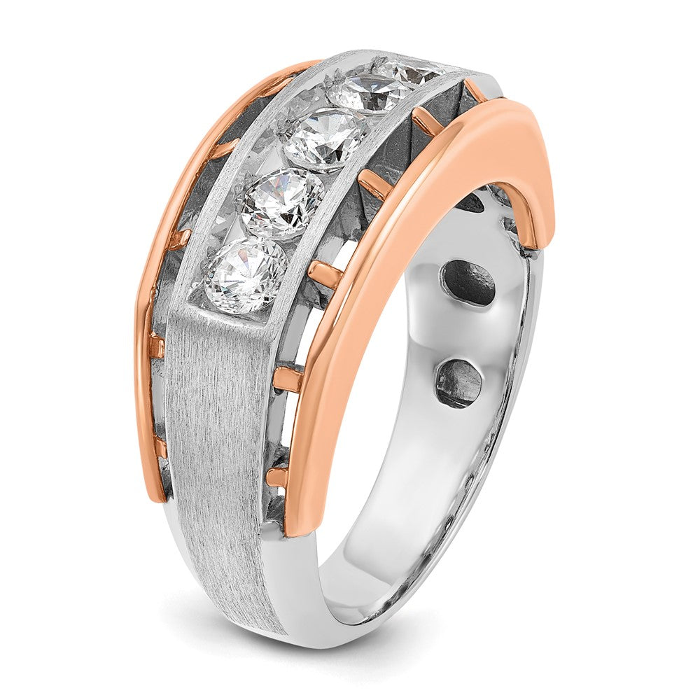 10kwr IBGoodman Men's Polished Satin & Cut-Out 5-Stone Diamond Ring