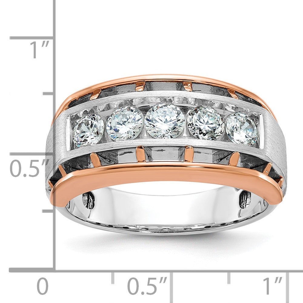10kwr IBGoodman Men's Polished Satin & Cut-Out 5-Stone Diamond Ring