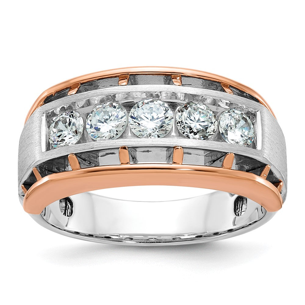 10kwr IBGoodman Men's Polished Satin & Cut-Out 5-Stone Diamond Ring