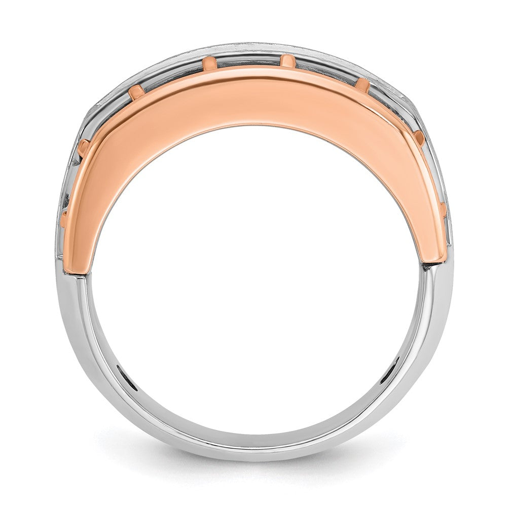 14kwr IBGoodman Men's Polished Satin & Cut-Out 5-Stone Diamond Ring