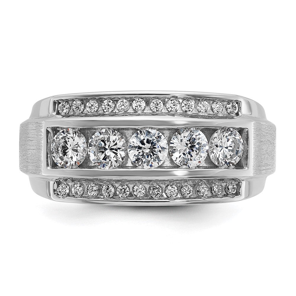 10k White Gold IBGoodman Men's Polished & Satin 3-Row Ring Mounting