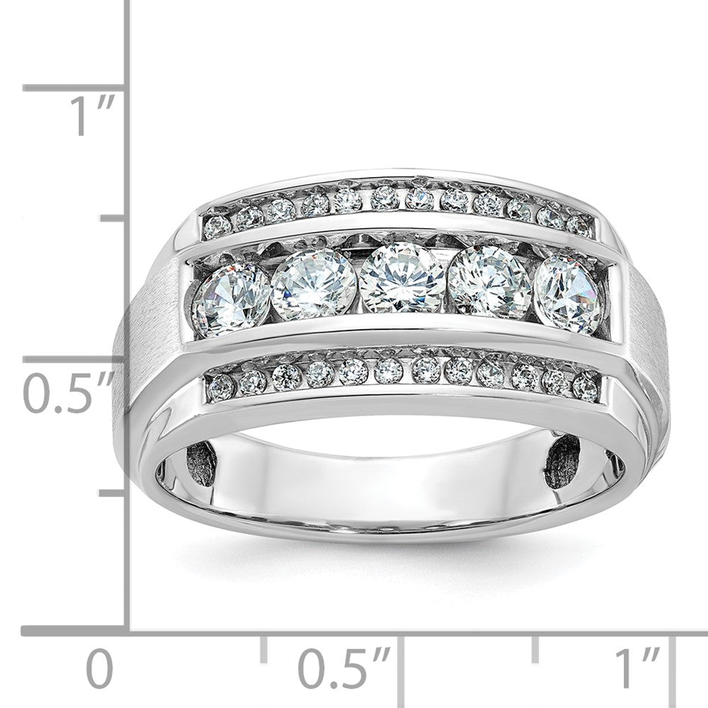 10k White Gold IBGoodman Men's Polished & Satin 3-Row Diamond Ring