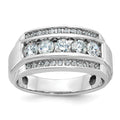 10k White Gold IBGoodman Men's Polished & Satin 3-Row Diamond Ring