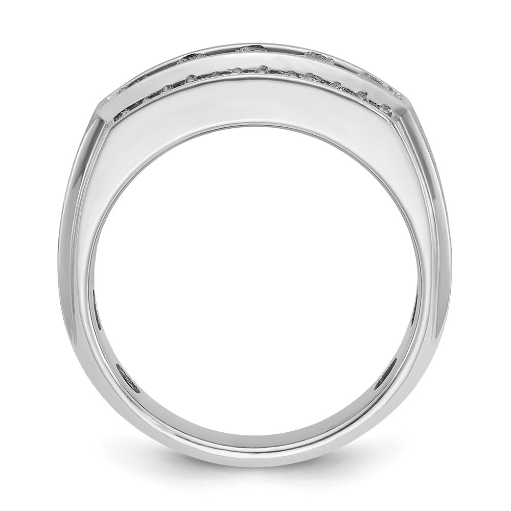 14k White Gold IBGoodman Men's Polished & Satin 3-Row Ring Mounting