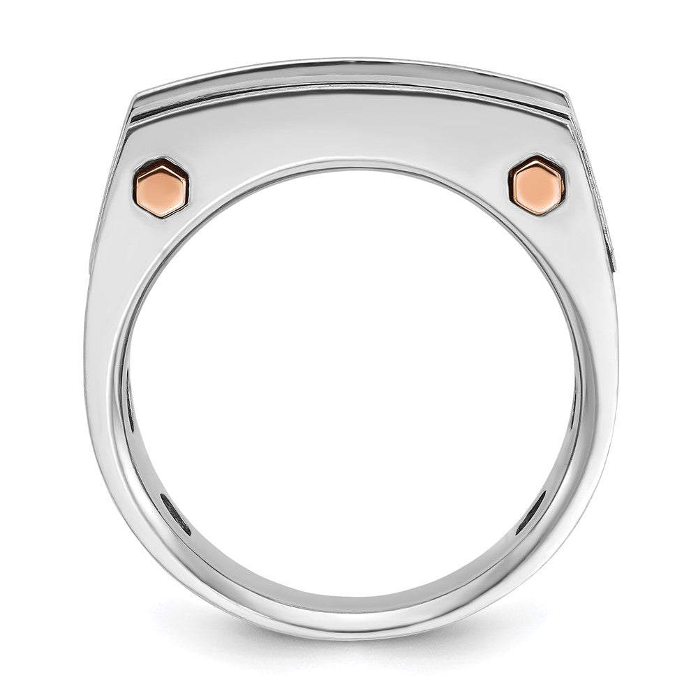 14kwr IBGoodman Men's Polished Satin & Grooved 5-Stone Ring Mounting
