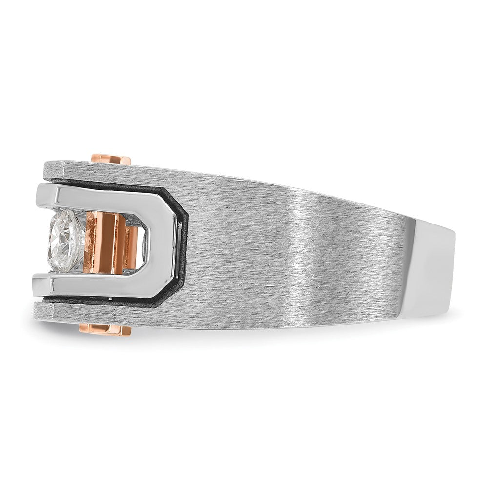 14kwr IBGoodman Men's Polished Satin & Grooved 5-Stone Ring Mounting