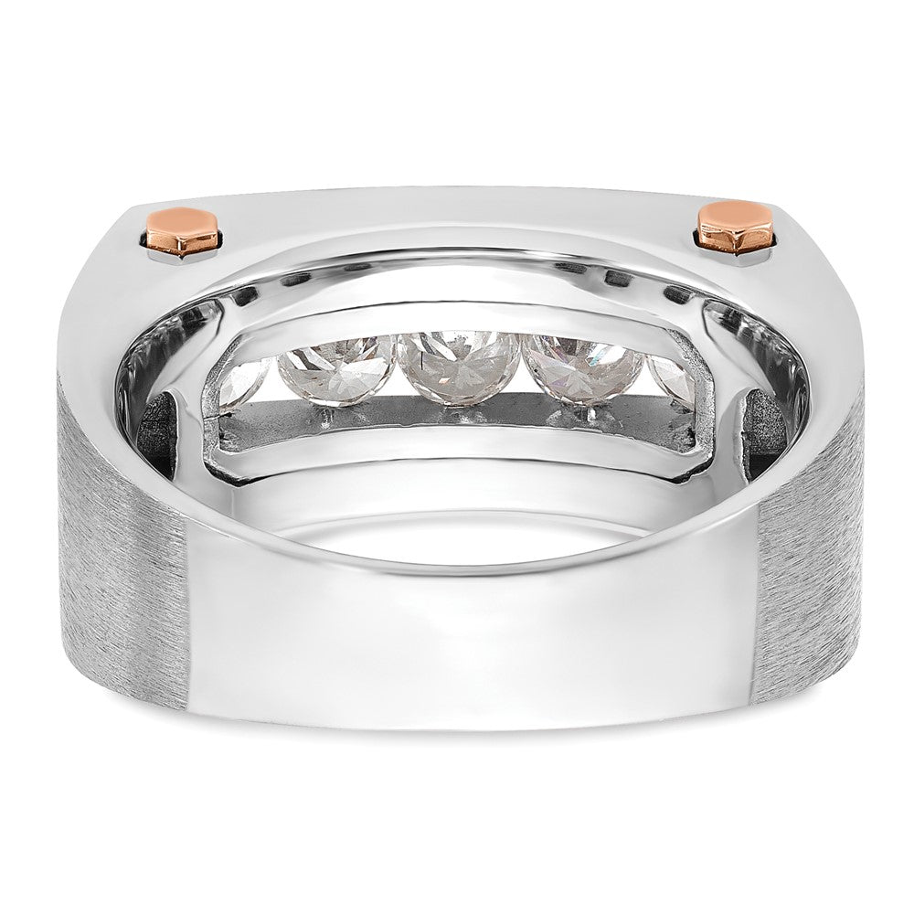 14kwr IBGoodman Men's Polished Satin & Grooved 5-Stone Ring Mounting