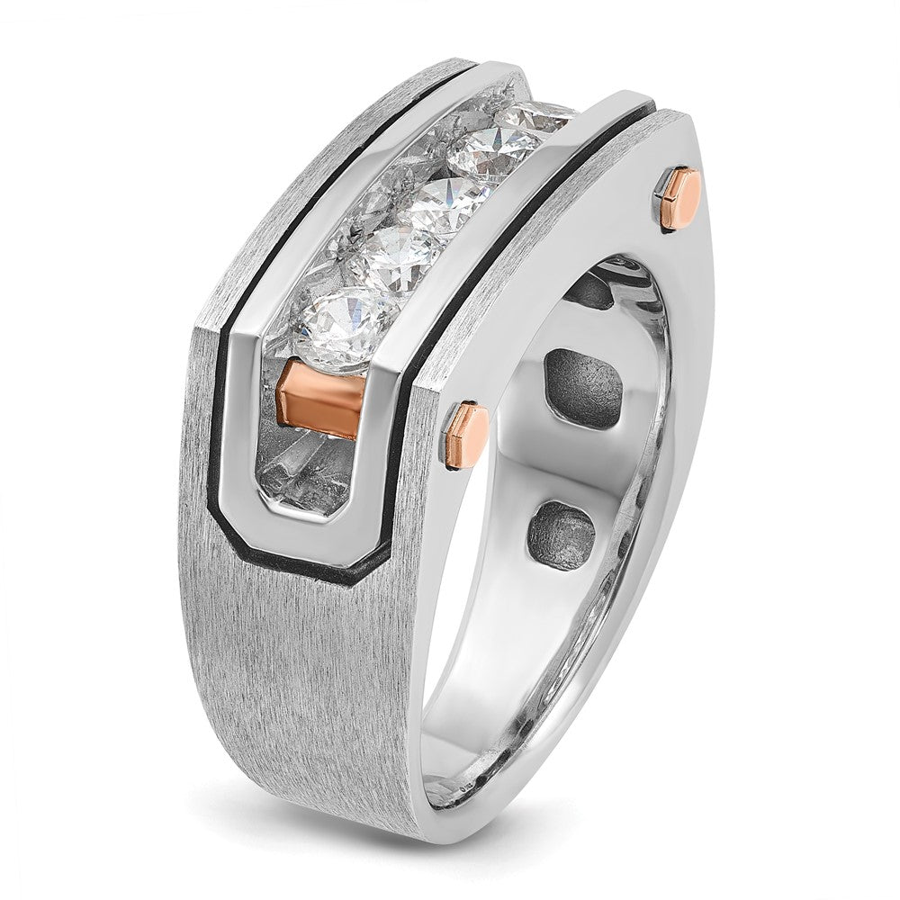 14kwr IBGoodman Men's Polished Satin & Grooved 5-Stone Ring Mounting