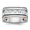 14kwr IBGoodman Men's Polished Satin & Grooved 5-Stone Ring Mounting