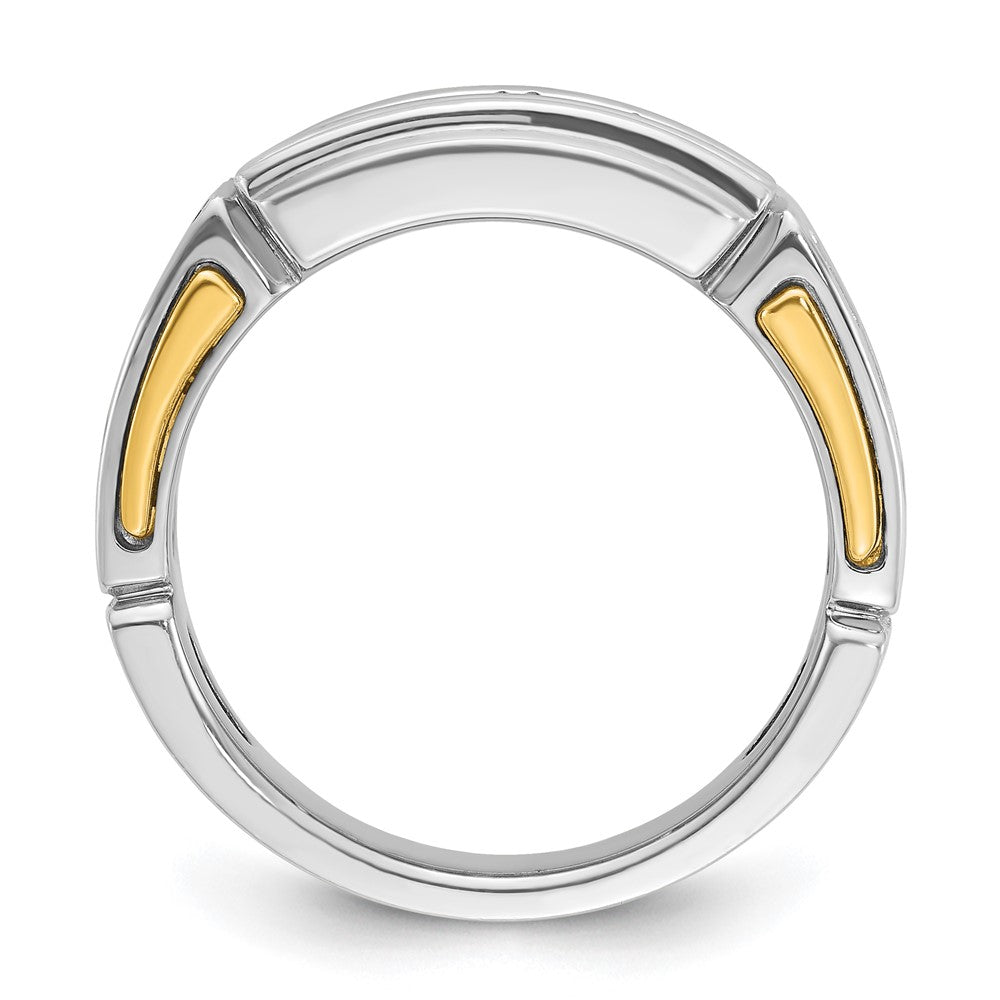 14k Two-tone IBGoodman Men's Polished & Cut-Out 2-Row Diamond Ring