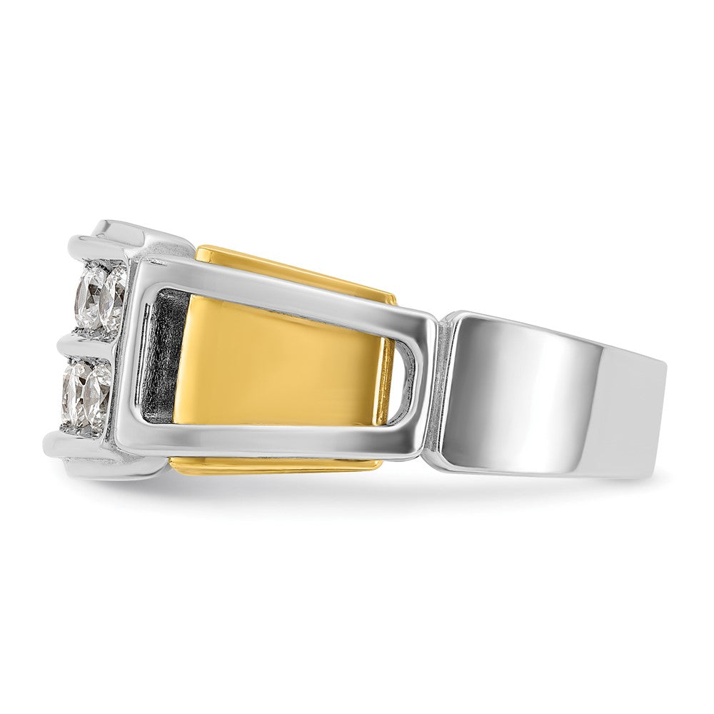 14k Two-tone IBGoodman Men's Polished & Cut-Out 2-Row Ring Mounting