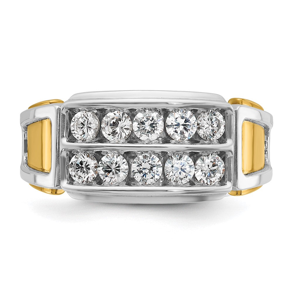 14k Two-tone IBGoodman Men's Polished & Cut-Out 2-Row Ring Mounting