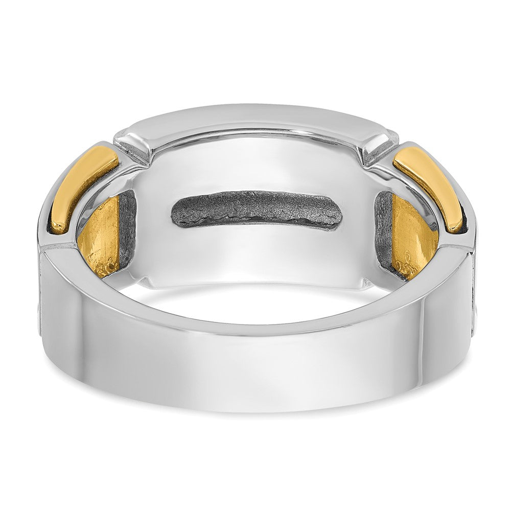 14k Two-tone IBGoodman Men's Polished & Cut-Out 2-Row Diamond Ring