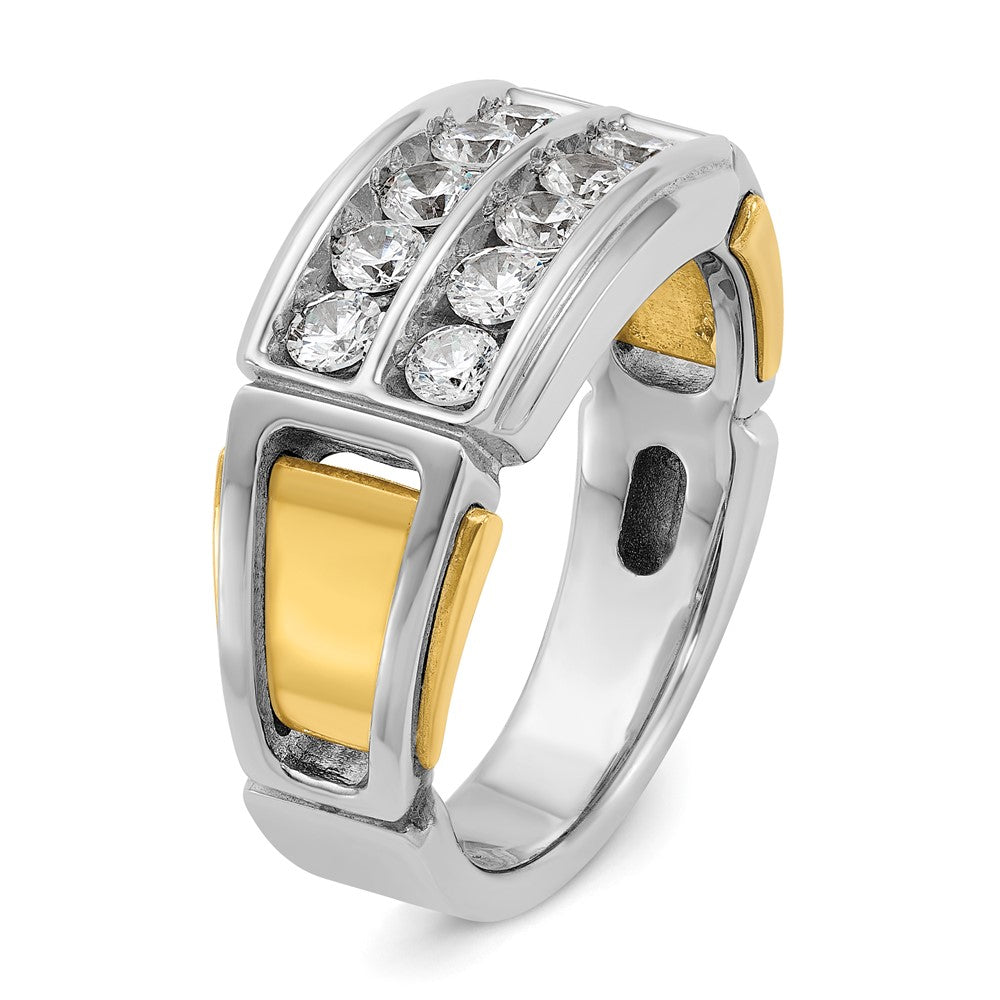 14k Two-tone IBGoodman Men's Polished & Cut-Out 2-Row Ring Mounting