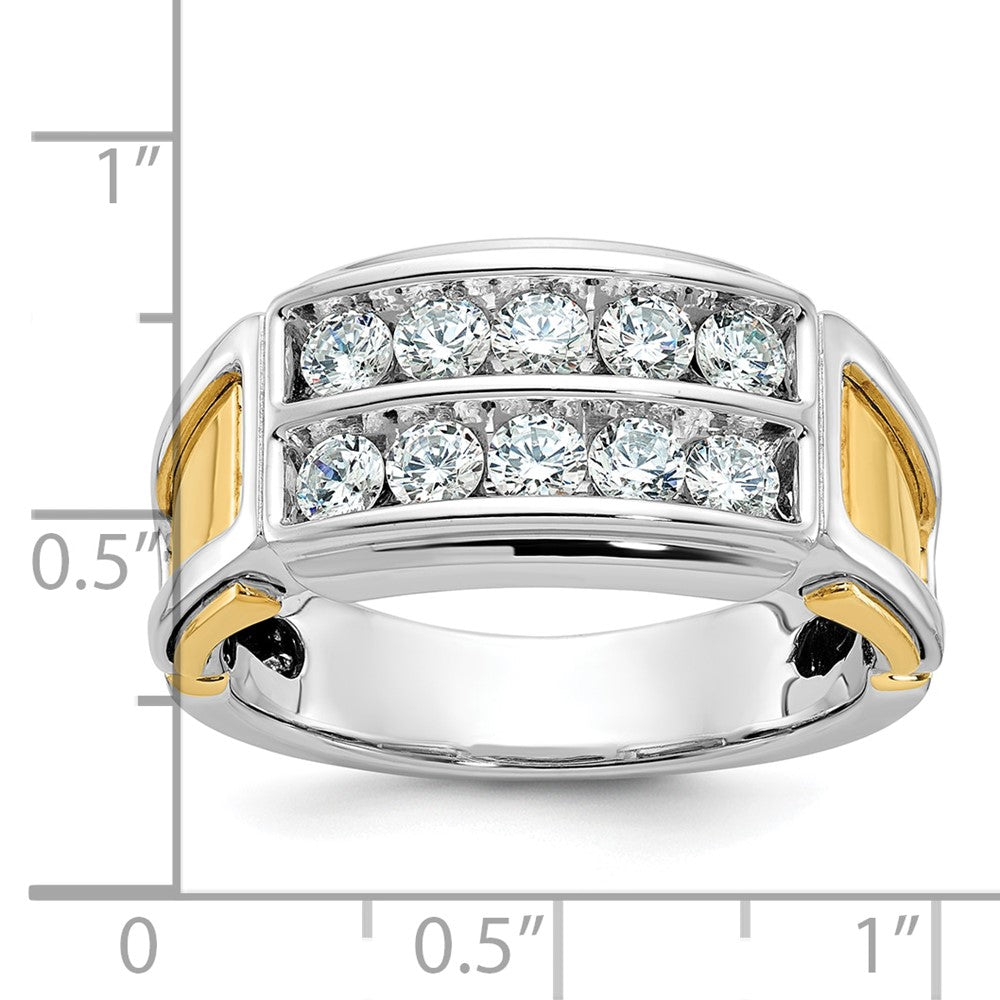 14k Two-tone IBGoodman Men's Polished & Cut-Out 2-Row Ring Mounting