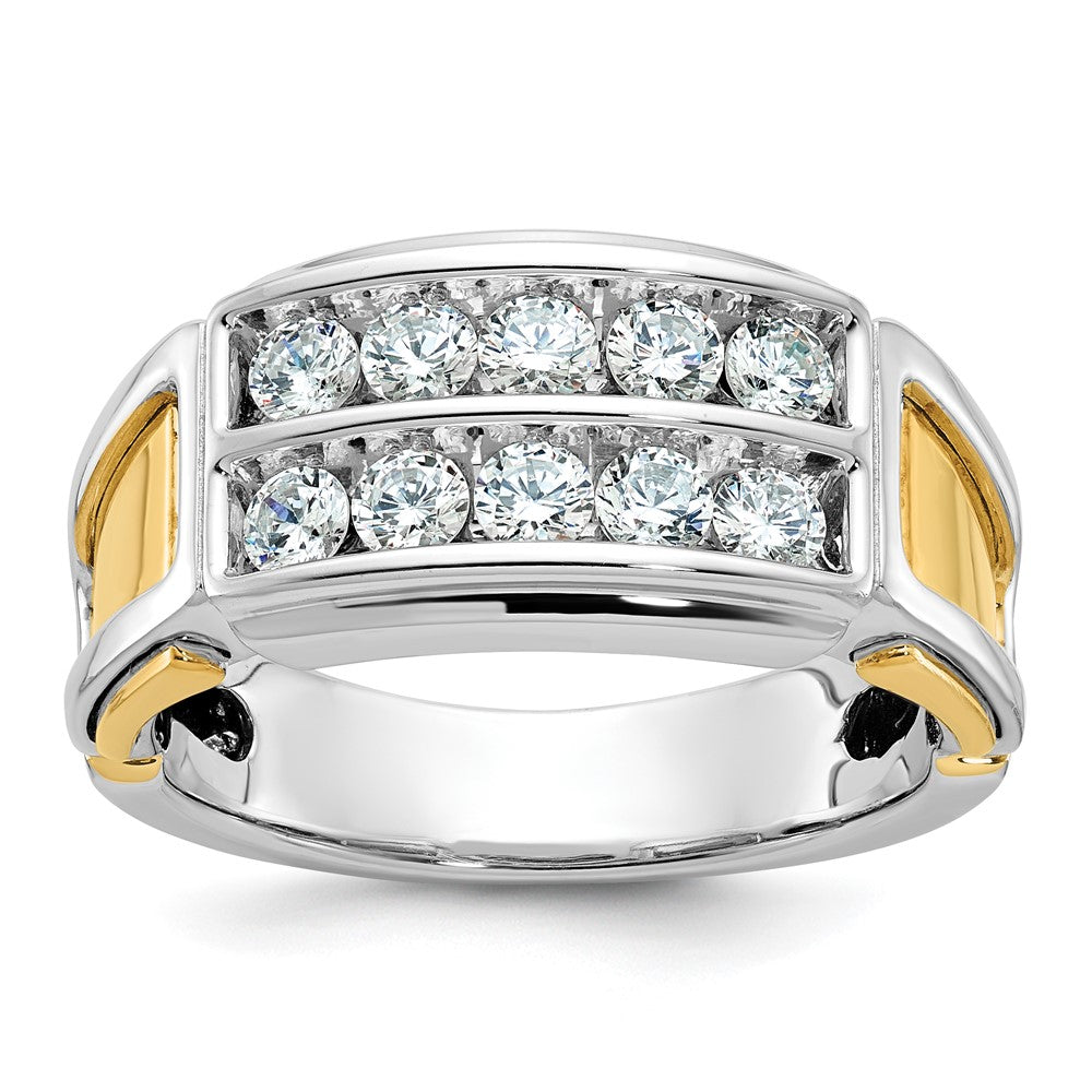 14k Two-tone IBGoodman Men's Polished & Cut-Out 2-Row Ring Mounting