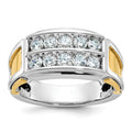 14k Two-tone IBGoodman Men's Polished & Cut-Out 2-Row Diamond Ring