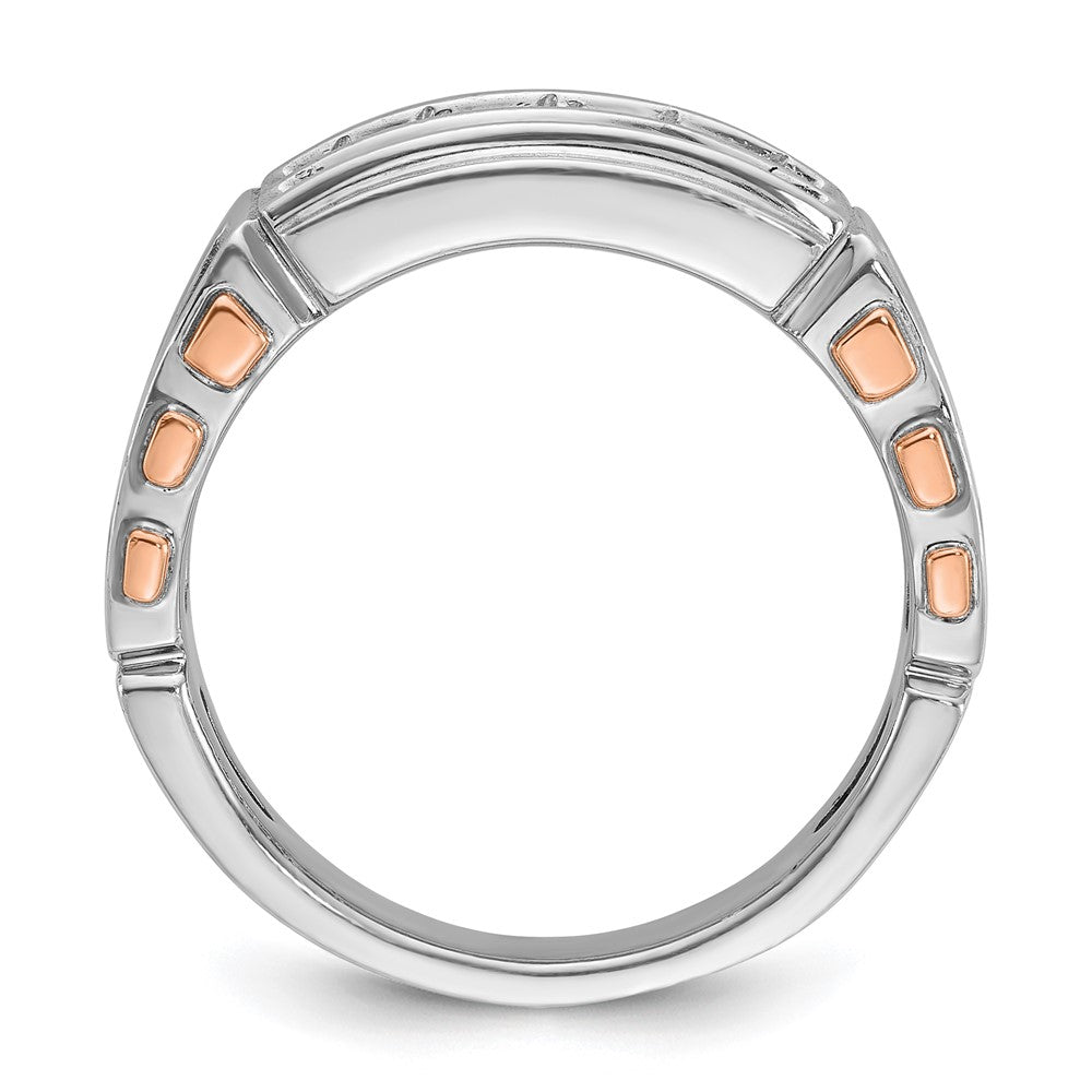 14k White/Rose Gold IBGoodman Men's Cut-Out 2-Row Diamond Ring
