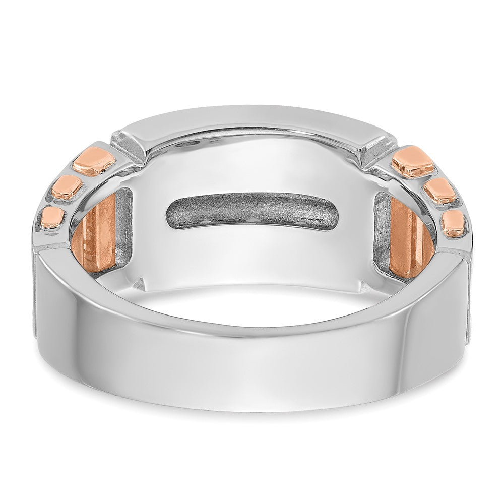 14k White/Rose Gold IBGoodman Men's Cut-Out 2-Row Diamond Ring
