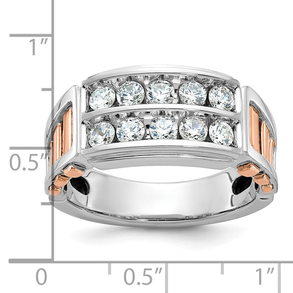 14k White/Rose Gold IBGoodman Men's Cut-Out 2-Row Diamond Ring