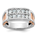 14k White/Rose Gold IBGoodman Men's Cut-Out 2-Row Diamond Ring