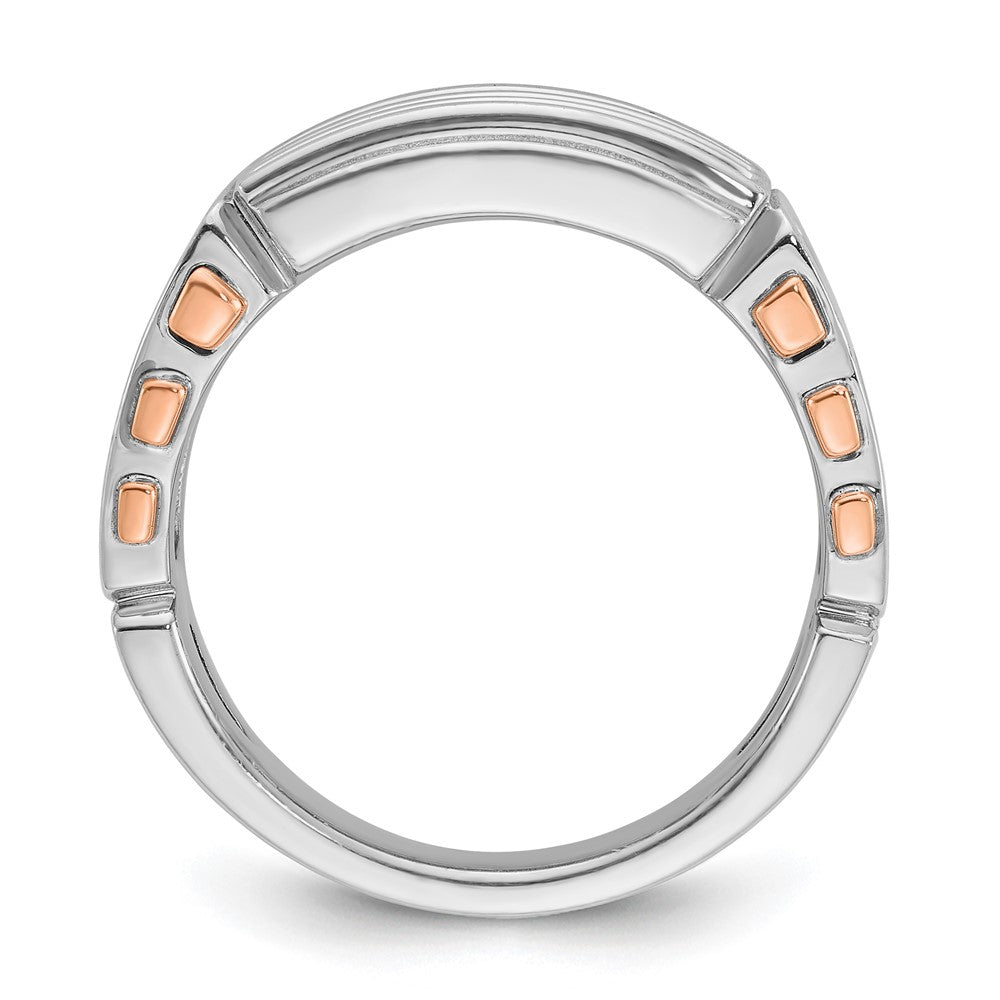 14k White/Rose Gold IBGoodman Men's Polish/Cut-Out 3-Row Ring Mtg
