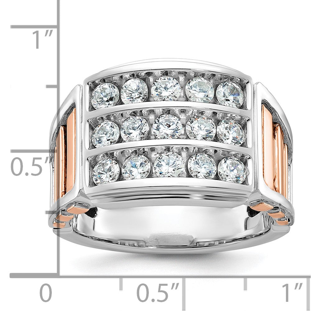 14kwr IBGoodman Men's Polished & Cut-Out 3-Row Diamond Ring