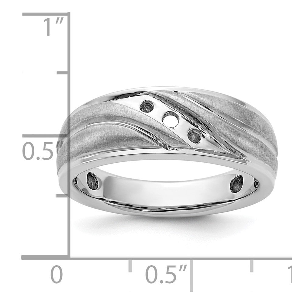 IBGoodman 14k White Gold Polished/Grooved Men's Ring Mounting