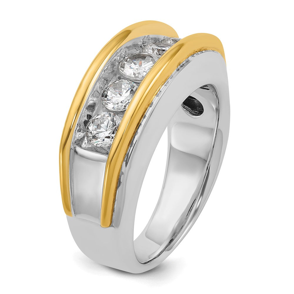 14k Two-tone IBGoodman Men's Polished 5-Stone Diamond Ring