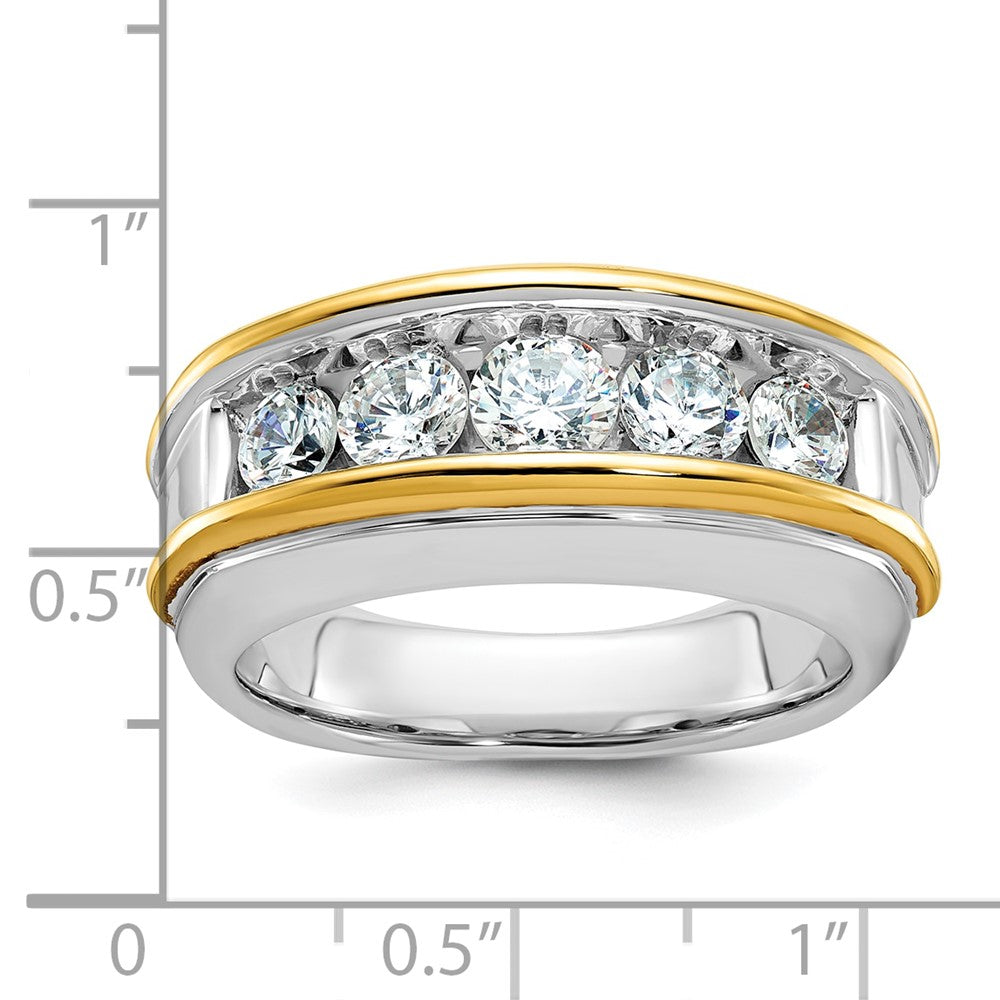 14k Two-tone IBGoodman Men's Polished 5-Stone Ring Mounting
