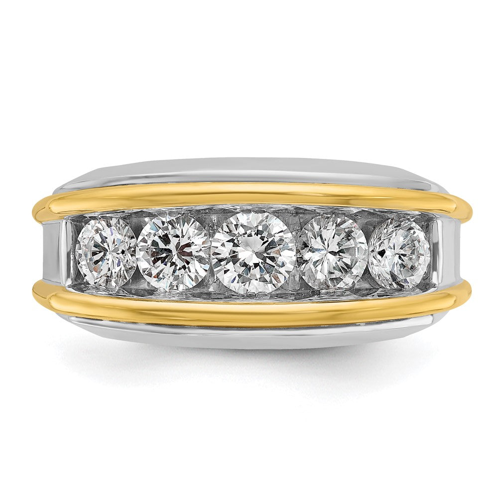 14k Two-tone IBGoodman Men's Polished 5-Stone Diamond Ring