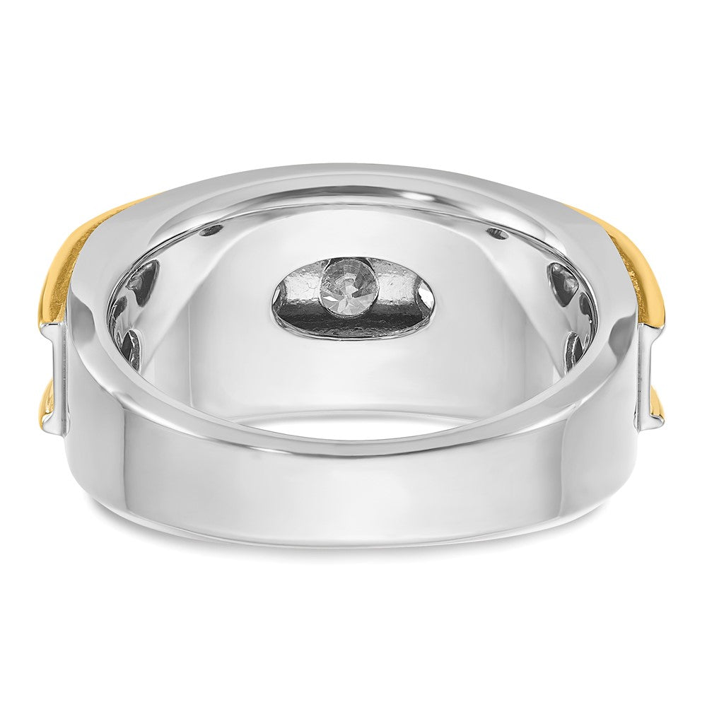14k Two-tone IBGoodman Men's Polished 5-Stone Diamond Ring
