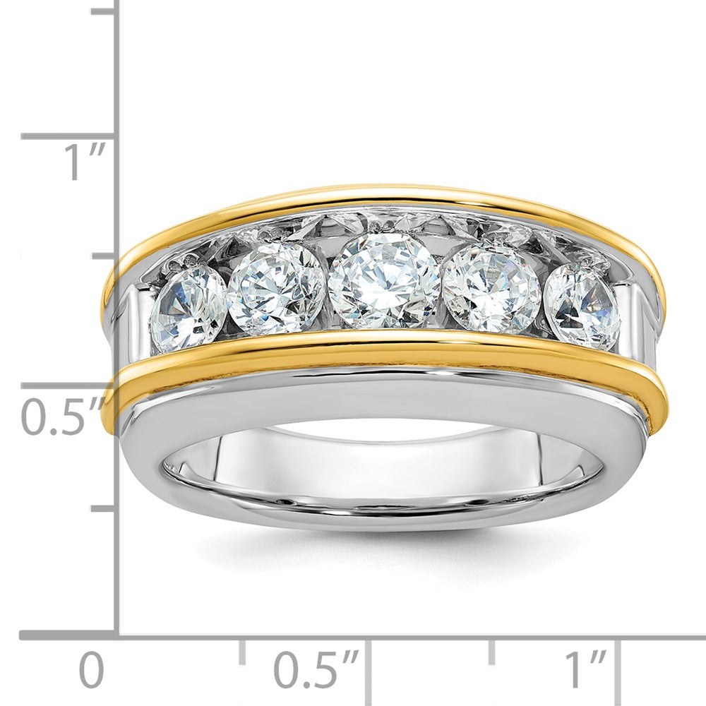 14k Two-tone IBGoodman Men's Polished 5-Stone Diamond Ring