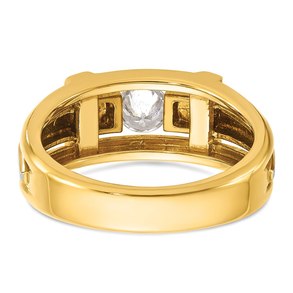10k Two-tone IBGoodman Men's Polished Satin & Cut-Out Cross Ring Mtg