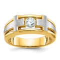 10k Two-tone IBGoodman Men's Polished Satin & Cut-Out Cross Ring Mtg