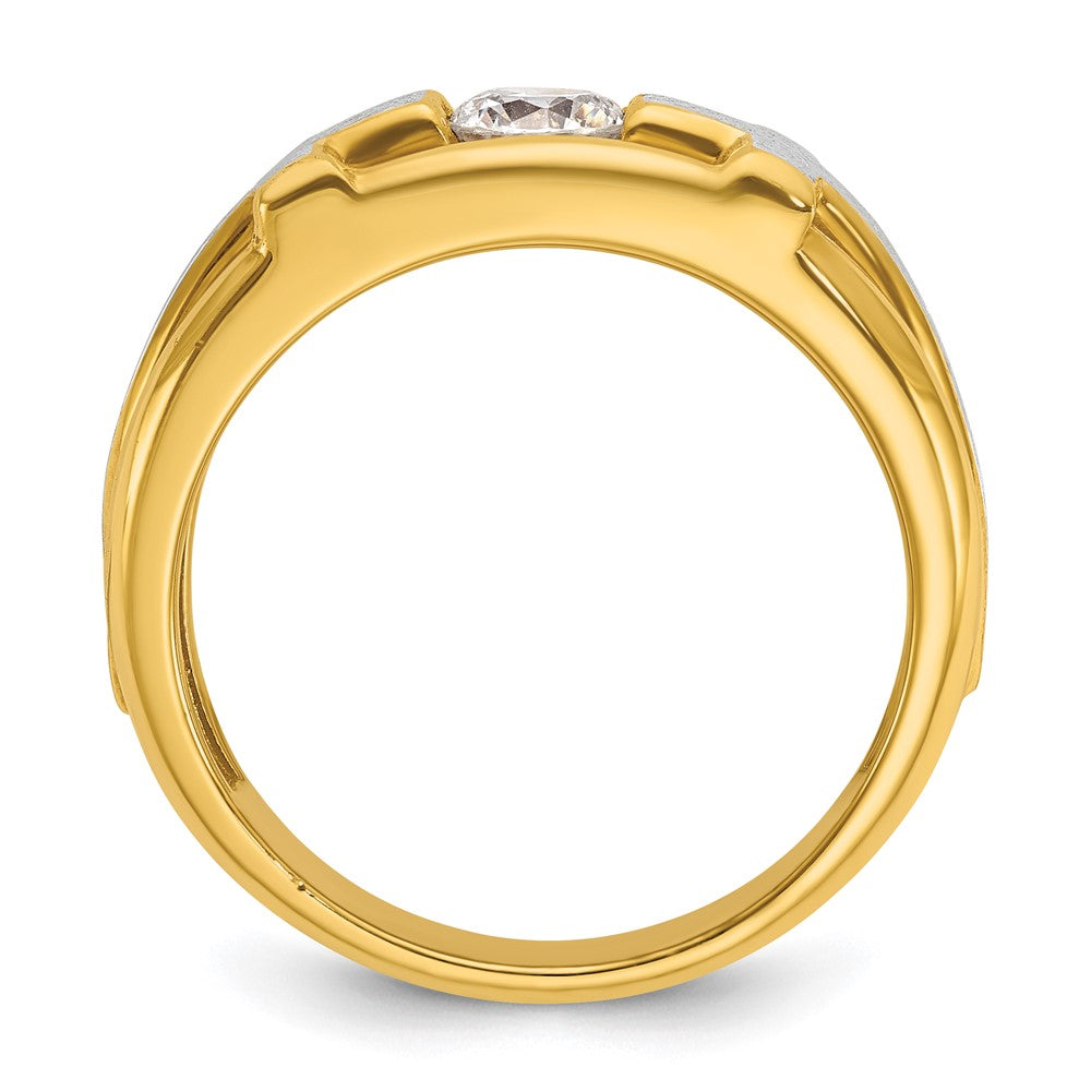 14k Two-tone IBGoodman Men's Polished Satin & Cut-Out Cross Ring Mtg