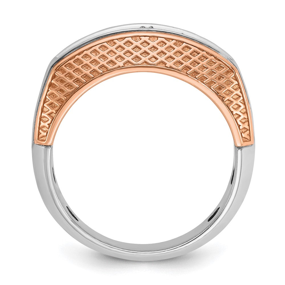14k White & Rose Gold IBGoodman Men's Textured 5-Stone Diamond Ring