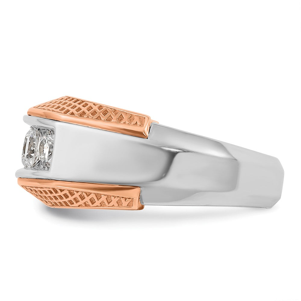 14k White & Rose Gold IBGoodman Men's Textured 5-Stone Diamond Ring