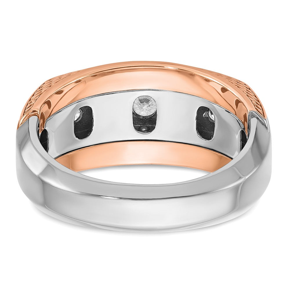 14k White & Rose Gold IBGoodman Men's Textured 5-Stone Ring Mounting