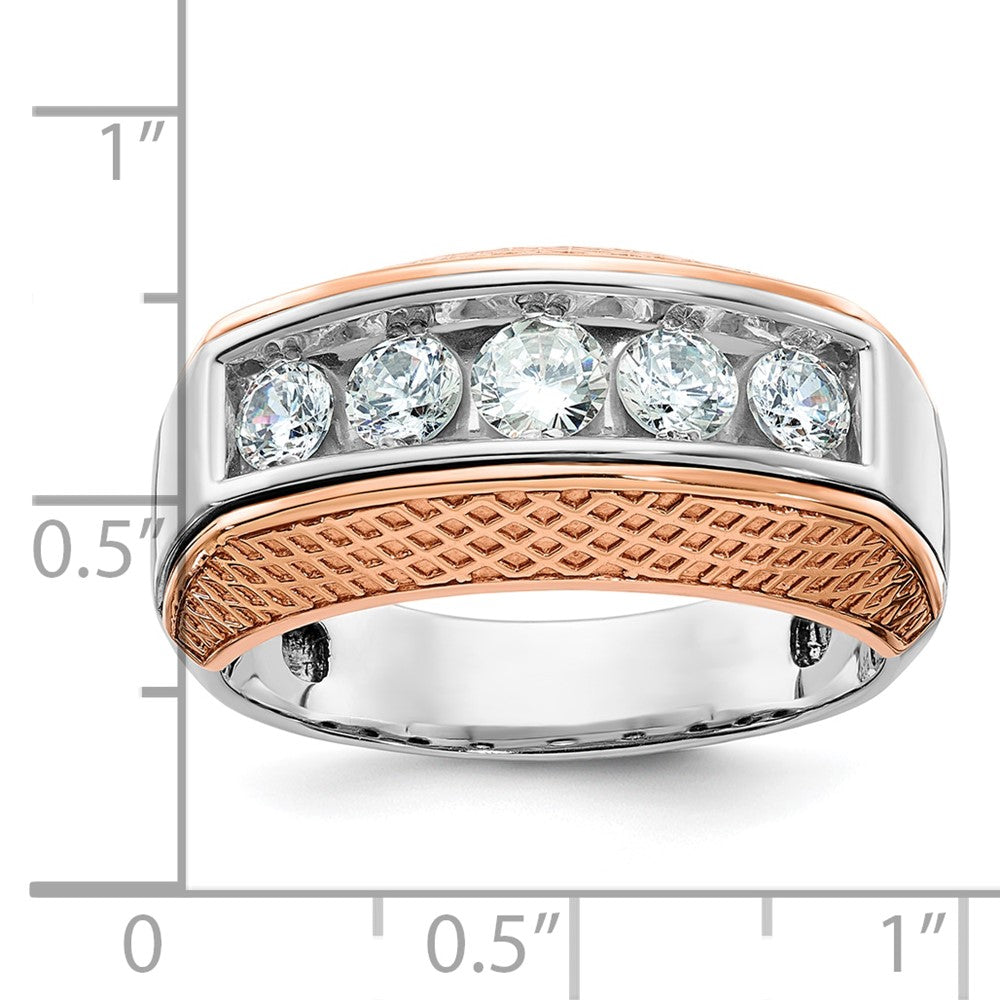 14k White & Rose Gold IBGoodman Men's Textured 5-Stone Ring Mounting